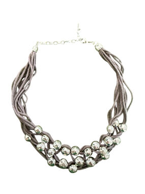 St. Thomas Gray Silver Beaded Multi-Strand Necklace One Size